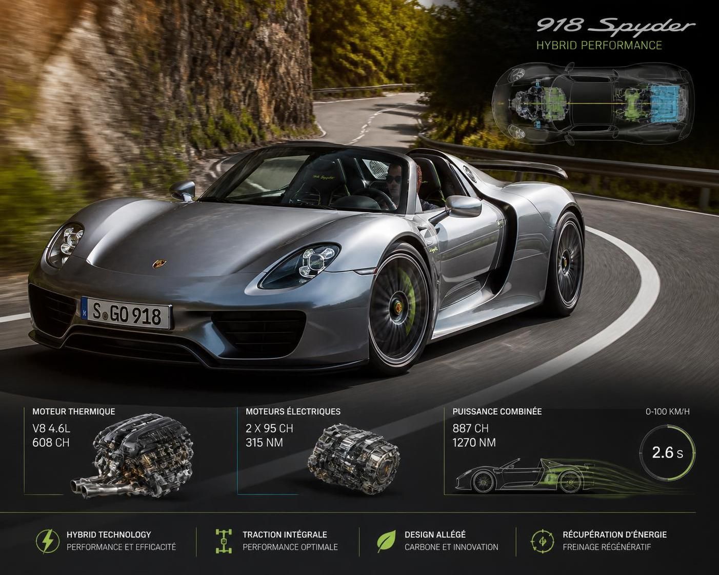 découvrez les caractéristiques innovantes de la hybrid 918, une voiture alliant performance, technologie avancée et design révolutionnaire pour une expérience de conduite unique.