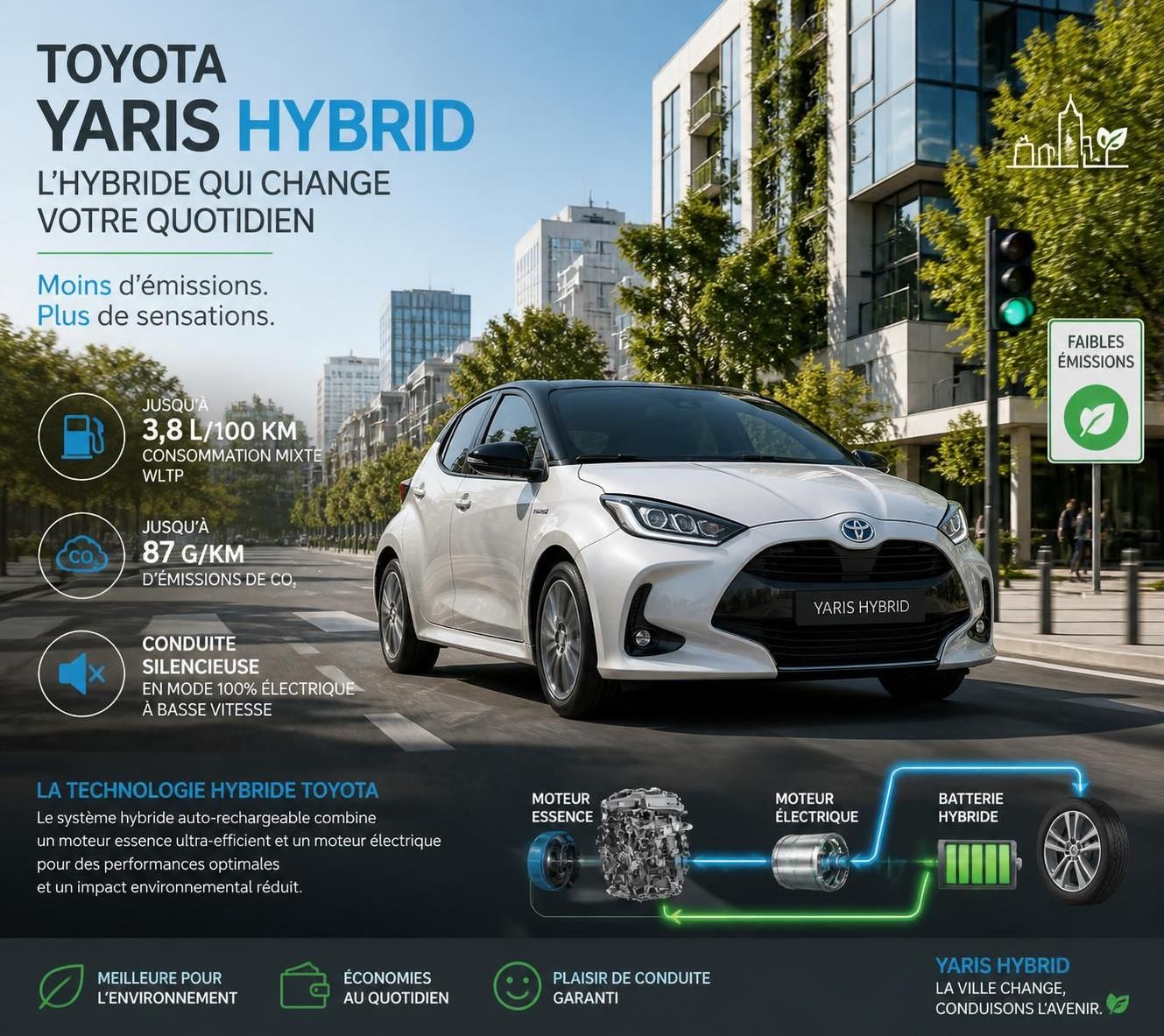 explorez la toyota yaris hybrid, alliant performance dynamique et respect de l'environnement pour une conduite écologique et agréable.