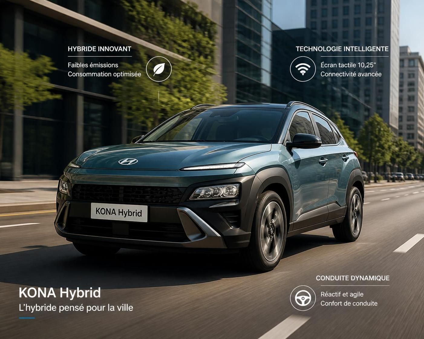 découvrez la hyundai kona hybrid : un véhicule performant, économique en carburant et respectueux de l'environnement pour une conduite moderne et responsable.